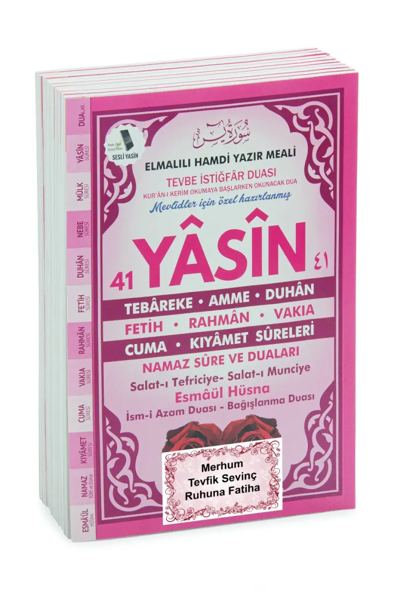 10 Adet Türkçe Mealli Orta Boy 80 Sayfa 41 Yasin - Pembe Renk - 3