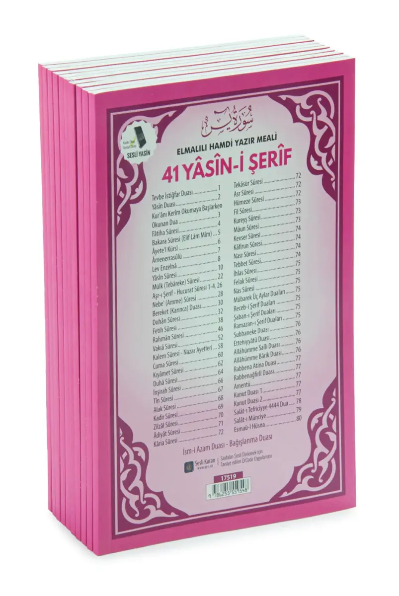 10 Adet Türkçe Mealli Orta Boy 80 Sayfa 41 Yasin - Pembe Renk - 4