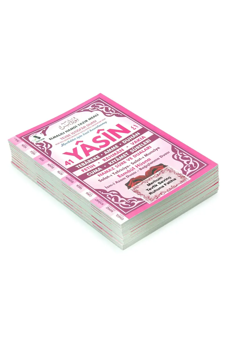 10 Adet Türkçe Mealli Orta Boy 80 Sayfa 41 Yasin - Pembe Renk - 5