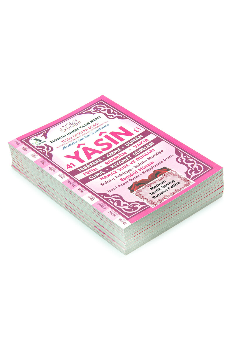 10 Adet Türkçe Mealli Orta Boy 80 Sayfa 41 Yasin - Pembe Renk - 5