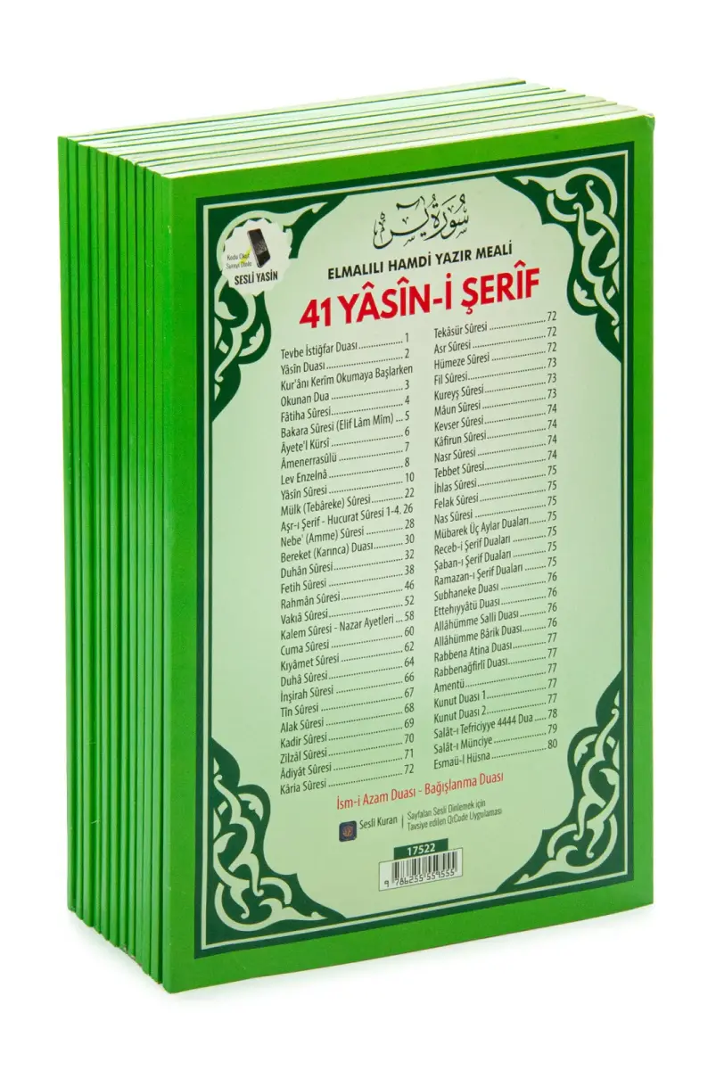 10 Adet Türkçe Mealli Orta Boy 80 Sayfa 41 Yasin - Yeşil Renk - 3
