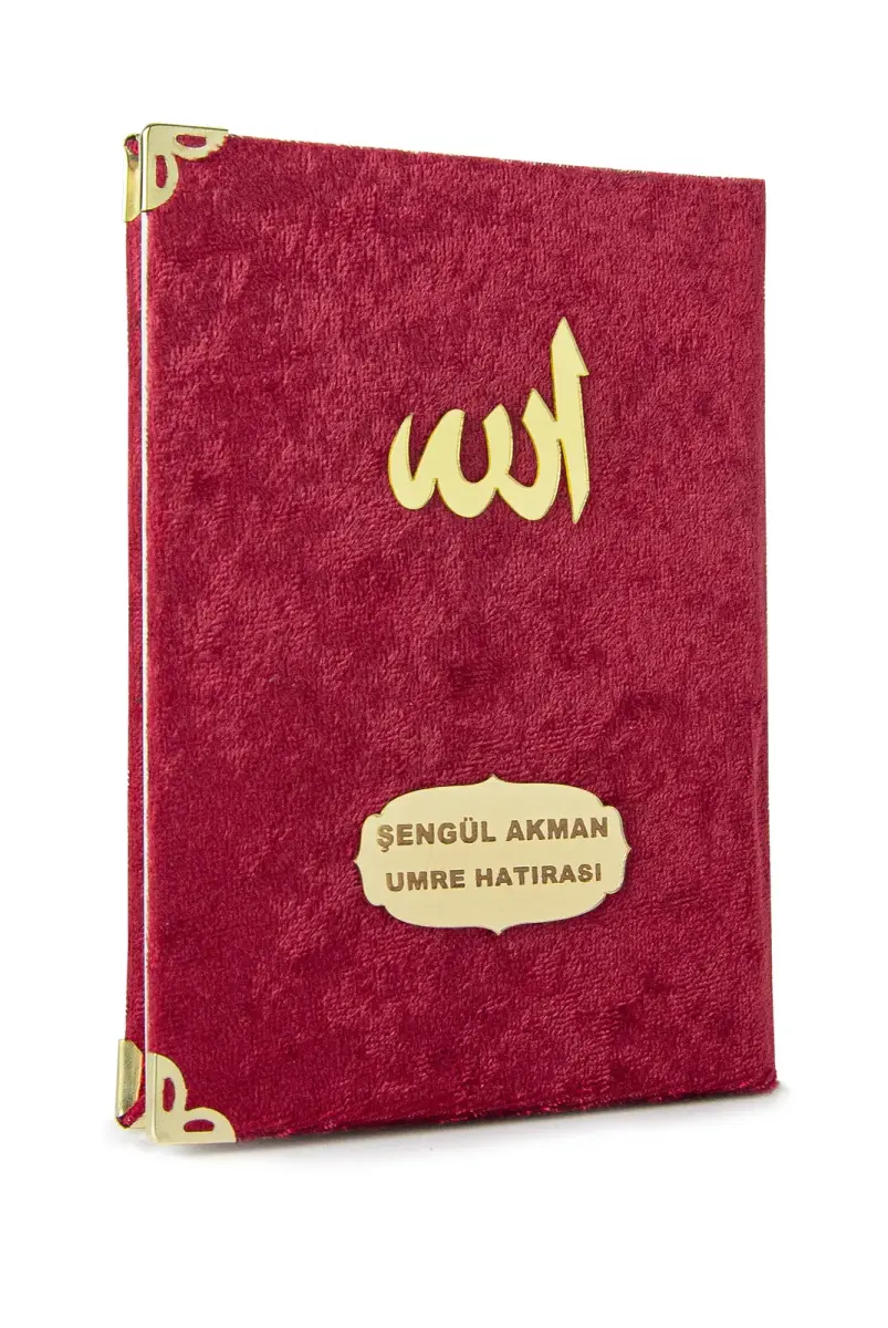10 Personalized Mevlüt Gifts Velvet Covered Yasin Book 80 Pages Claret Red - 1