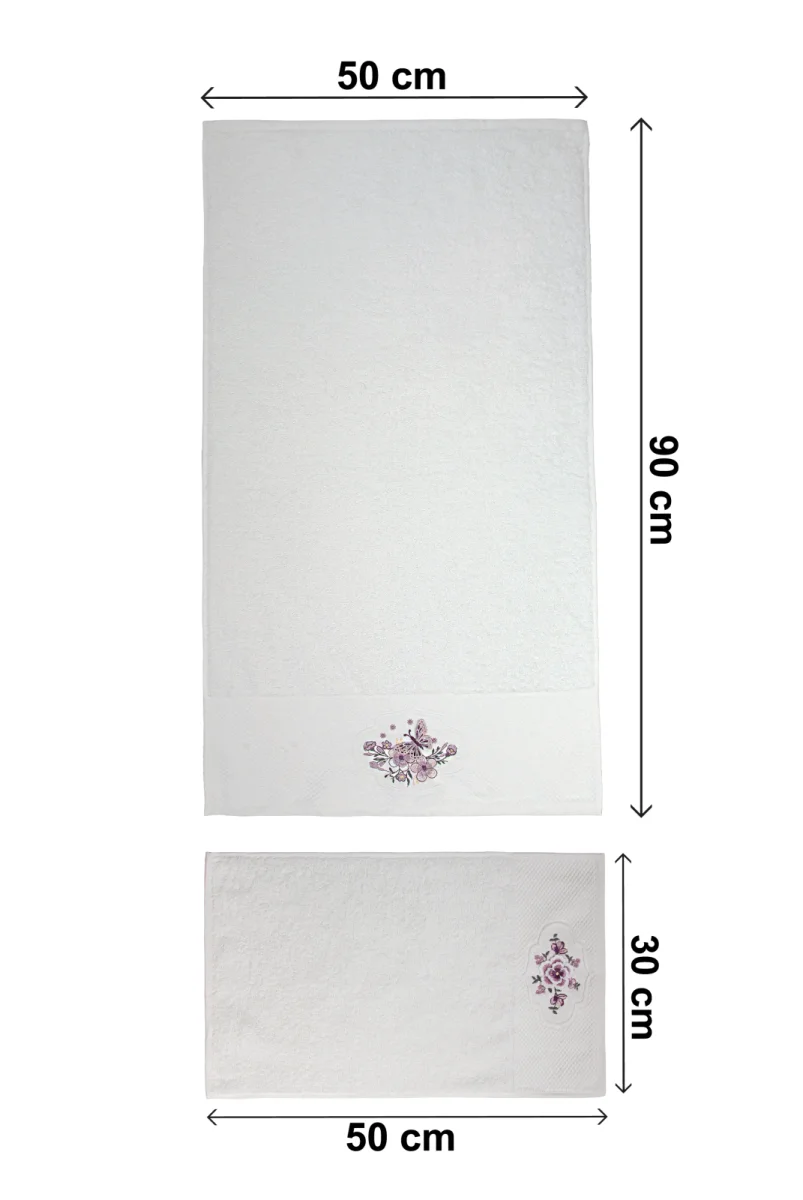 %100 Pamuklu 3D Çiçek İşlemeli 12 li Analı Kızlı Çeyizlik Havlu Seti 50x90 cm - 00030 - 8