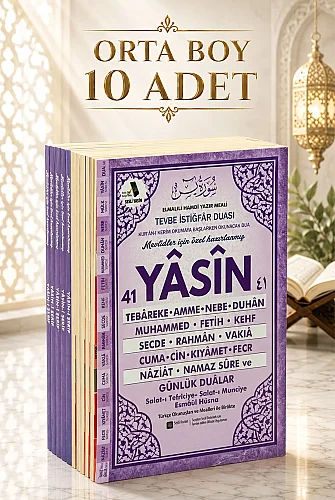 10’lu Türkçe Mealli 41 Yasin Orta Boy 192 Sayfa QR Kodlu, Sesli Dinleme - Mor - 1