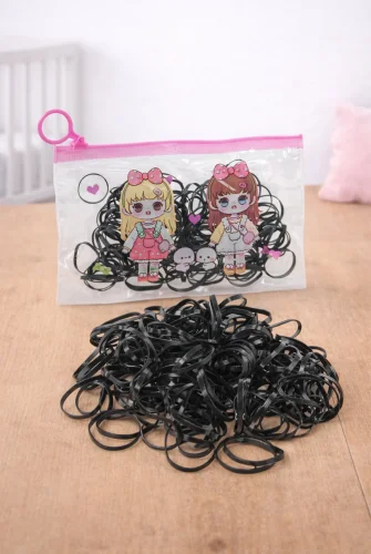 119 Adet Çantalı Çocuk Saç Tokası Saç Lastiği Seti - Çocuk Hac Umre Hediyesi - Siyah - 1