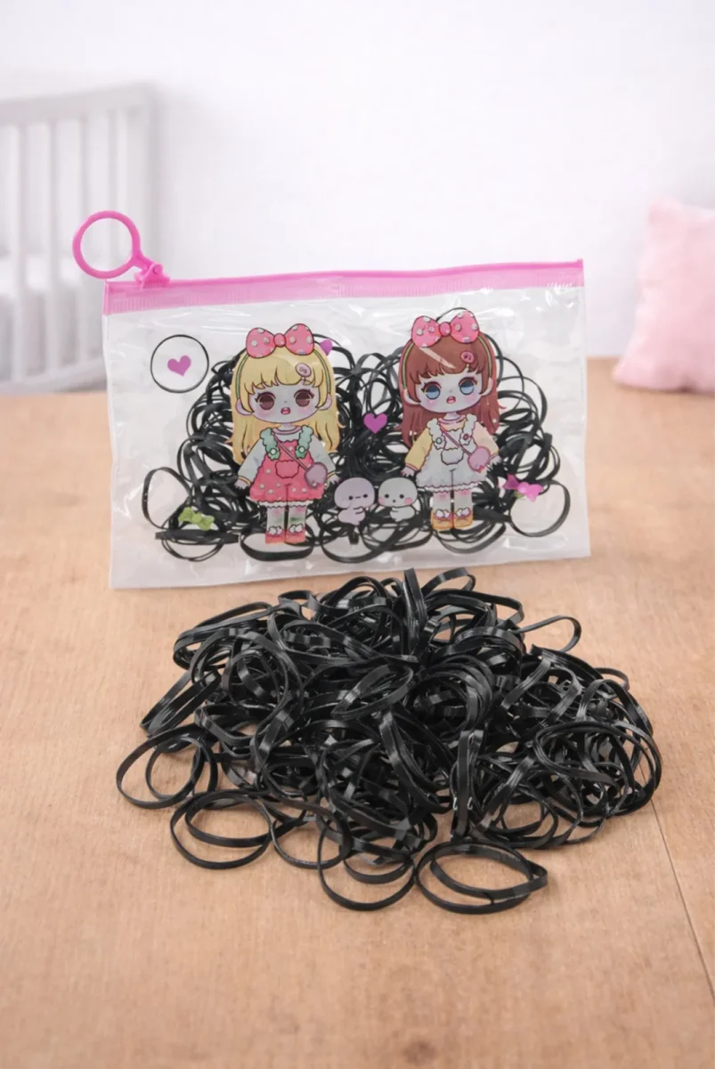 119 Adet Çantalı Çocuk Saç Tokası Saç Lastiği Seti - Çocuk Hac Umre Hediyesi - Siyah - 1