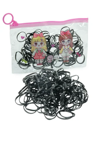 119 Adet Çantalı Çocuk Saç Tokası Saç Lastiği Seti - Çocuk Hac Umre Hediyesi - Siyah - 4