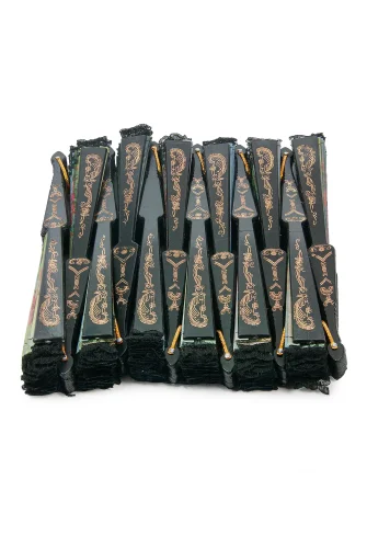 12 Adet Çiçekli Dantelli Katlanır Yelpaze, Hediyelik Doğal Serinletici - Siyah - 9