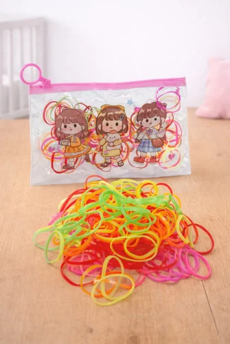 129 Adet Çantalı Çocuk Saç Tokası & Saç Lastiği Seti - Çocuk Hac Umre Hediyesi - Karışık Renkli 