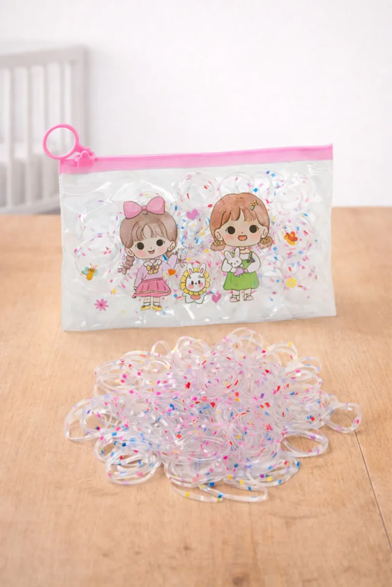 149 Adet Çantalı Çocuk Saç Tokası Saç Lastiği Seti - Çocuk Hac Umre Hediyesi - Şeffaf Renkli - 1