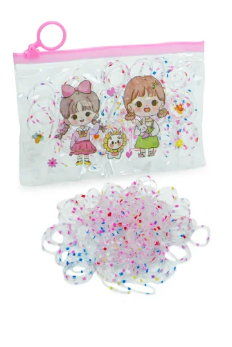 149 Adet Çantalı Çocuk Saç Tokası Saç Lastiği Seti - Çocuk Hac Umre Hediyesi - Şeffaf Renkli - 5