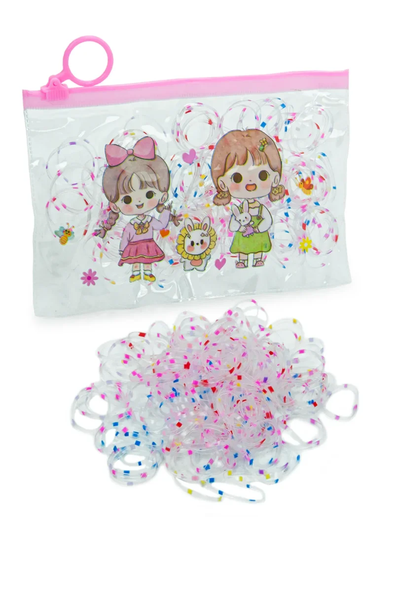 149 Adet Çantalı Çocuk Saç Tokası Saç Lastiği Seti - Çocuk Hac Umre Hediyesi - Şeffaf Renkli - 5