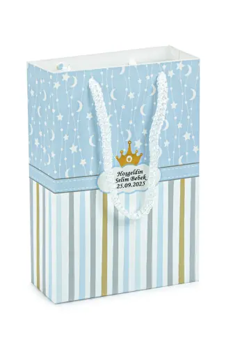 20 Adet Hediyelik 4'lü Mevlüt Seti - İsme Özel Etiketli - Çanta, Tesbih, Magnet, Yasin Kitabı - Mavi - 4