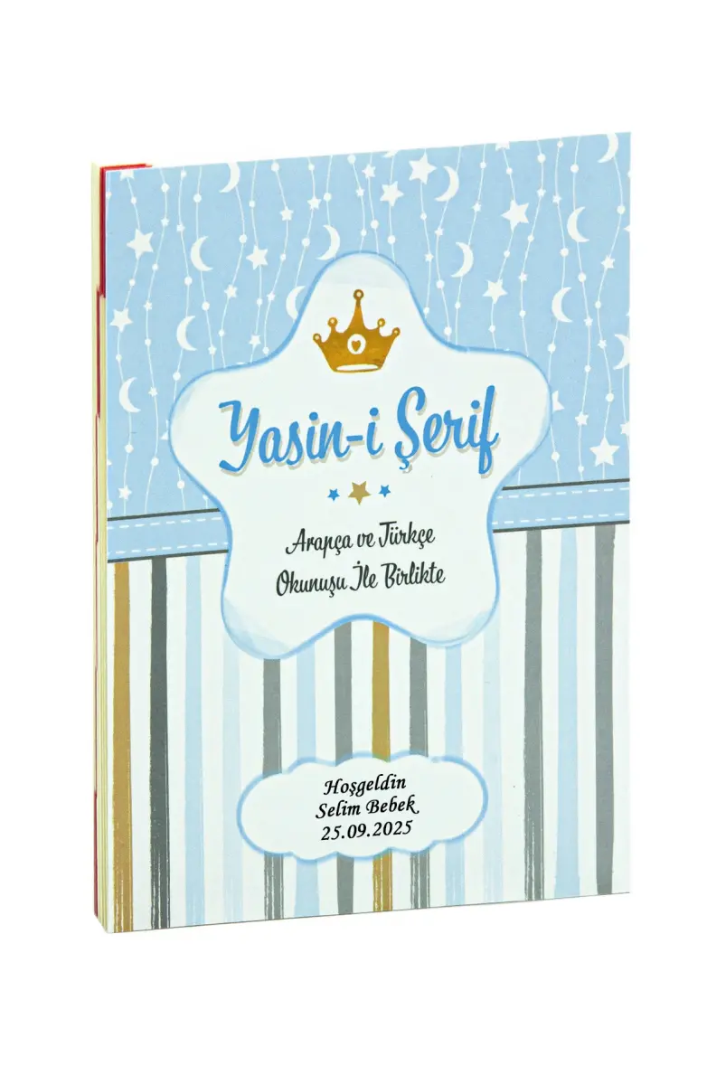 20 Adet Hediyelik 4'lü Mevlüt Seti - İsme Özel Etiketli - Çanta, Tesbih, Magnet, Yasin Kitabı - Mavi - 5