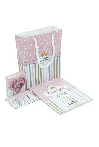 20 Adet Hediyelik 4'lü Mevlüt Seti - İsme Özel Etiketli - Çanta, Tesbih, Magnet Yasin Kitabı - Pembe - ihvanonline (1)