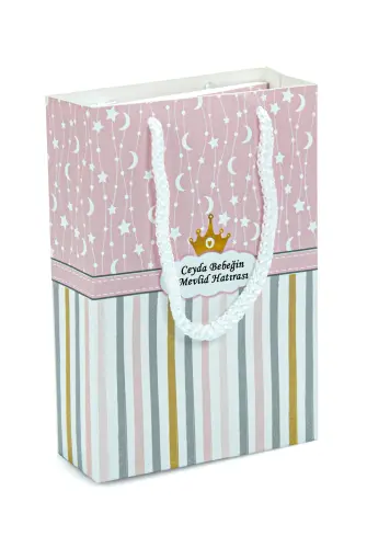 20 Adet Hediyelik 4'lü Mevlüt Seti - İsme Özel Etiketli - Çanta, Tesbih, Magnet Yasin Kitabı - Pembe - 3