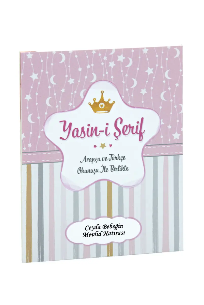 20 Adet Hediyelik 4'lü Mevlüt Seti - İsme Özel Etiketli - Çanta, Tesbih, Magnet Yasin Kitabı - Pembe - 5