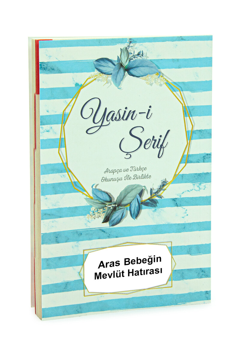 20 Adet Hediyelik 5'li Mevlüt Seti İsme Özel Çantalı Tesbihli Yasin Kitabı - Mavi - 4