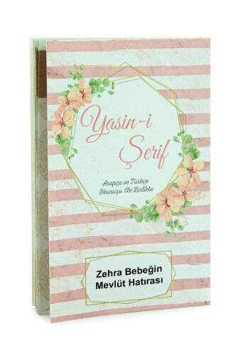 20 Adet Hediyelik 5'li Mevlüt Seti İsme Özel Çantalı Tesbihli Yasin Kitabı - Pembe - 4