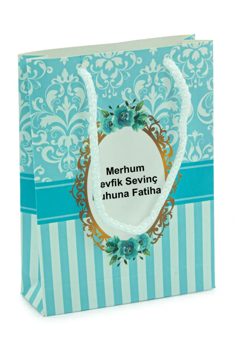 20 Adet Hediyelik Mevlüt Seti İsme Özel Etiketli Çantalı 80 Sayfa Yasin Kitabı - Mavi - 2