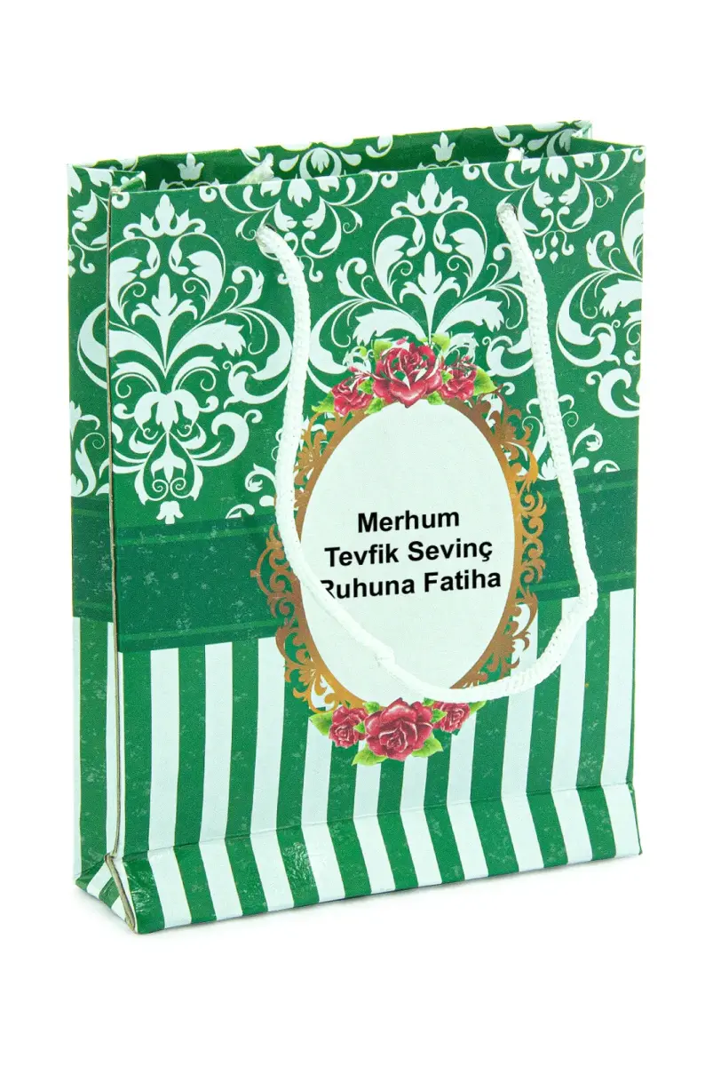 20 Adet Hediyelik Mevlüt Seti İsme Özel Etiketli Çantalı 80 Sayfa Yasin Kitabı - Yeşil - 2