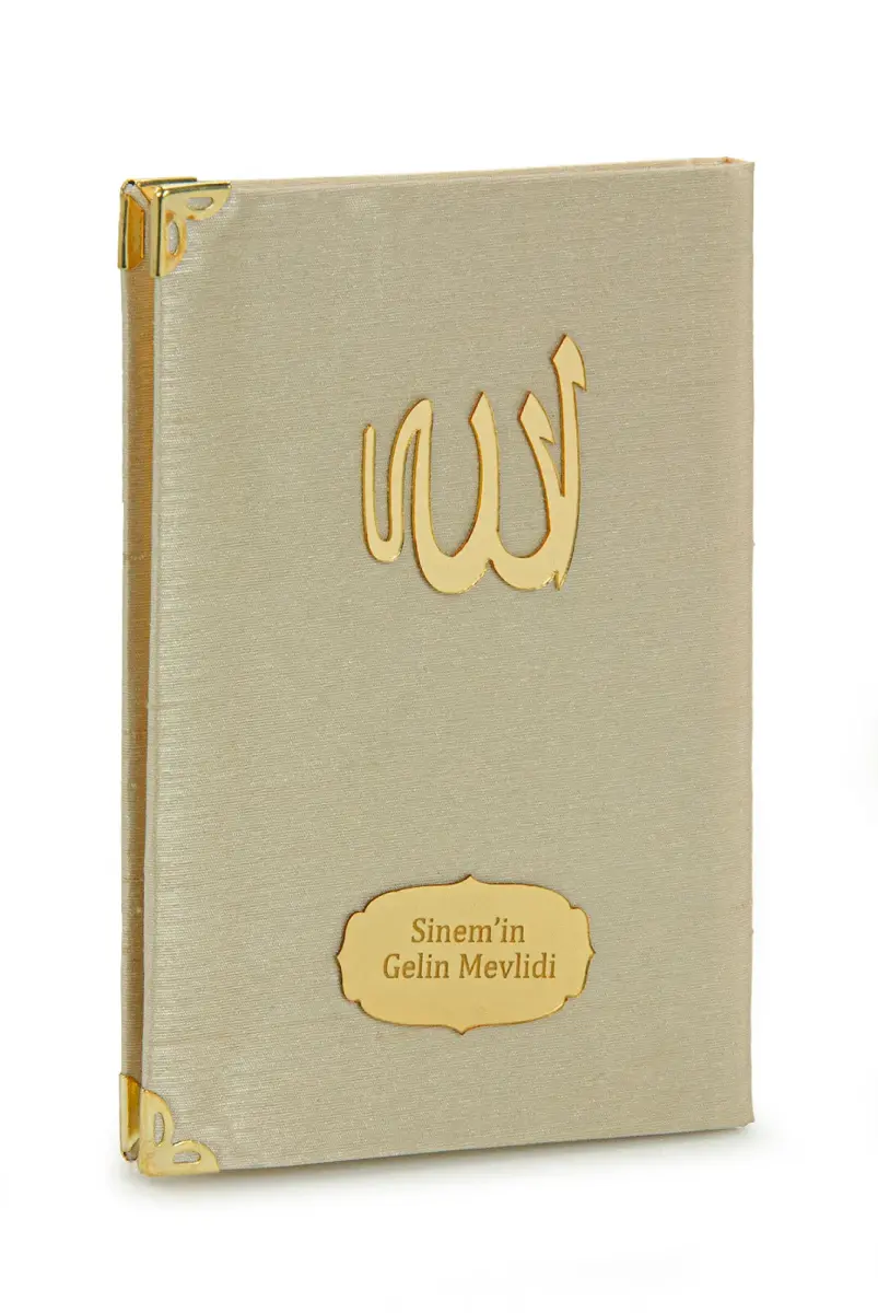 20 ADET - Şantuk Kumaş Kaplı Yasin Kitabı - Çanta Boy - İsme Özel Plakalı - Altın - 1