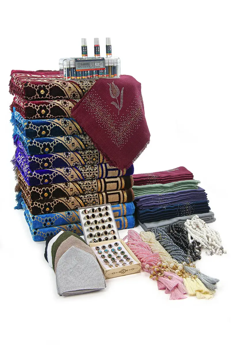 20 Kişilik Hac ve Umre Hediyelik Dodya Kadife Seccade Seti – Delüks (HRM) - 1