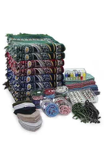 20 Kişilik Hac ve Umre Hediyelik Dodya Kadife Seccade Seti – Delüks (SMB) - 1