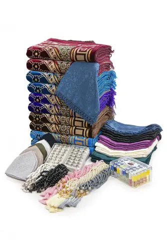 20 Kişilik Hac ve Umre Hediyelik Dodya Kadife Seccade Seti – Premium 2 - 1