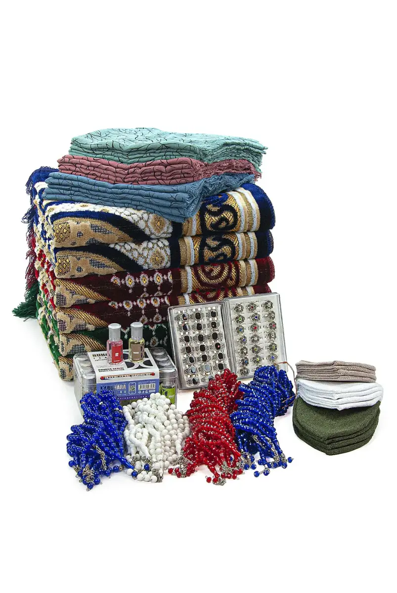 20 Kişilik Hac ve Umre Hediyelik Kadife Seccade Seti – Delüks (EYB) - 1