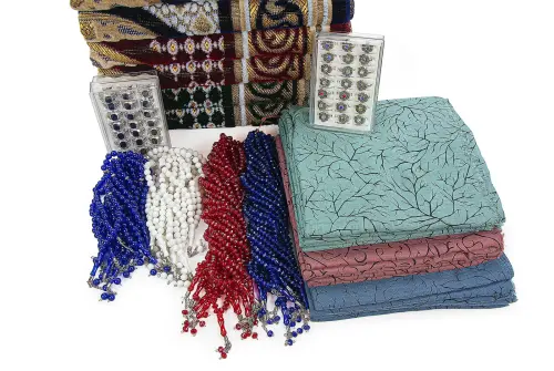 20 Kişilik Hac ve Umre Hediyelik Kadife Seccade Seti – Delüks (EYB) - 4