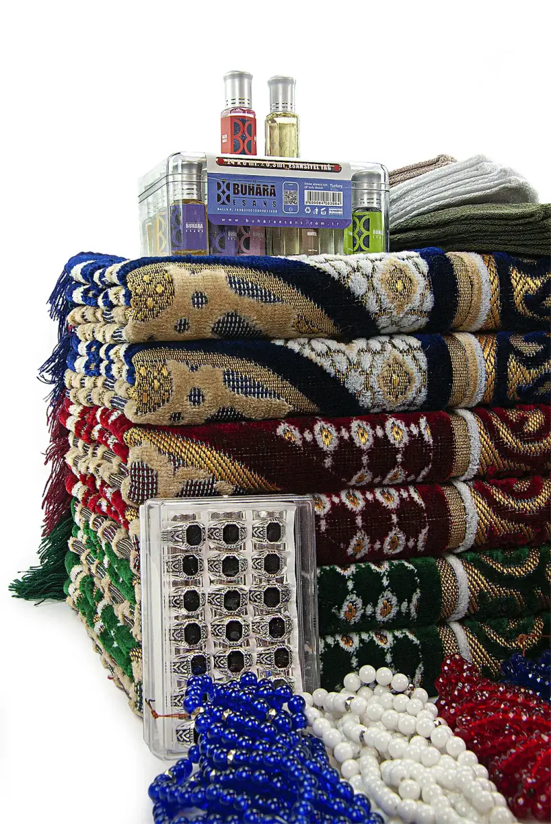 20 Kişilik Hac ve Umre Hediyelik Kadife Seccade Seti – Delüks (EYB) - 6