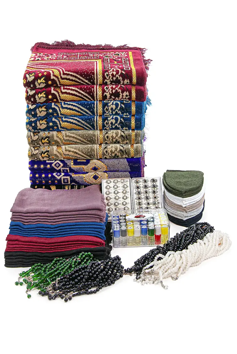 20 Kişilik Hac ve Umre Hediyelik Kadife Seccade Seti – Delüks - 1