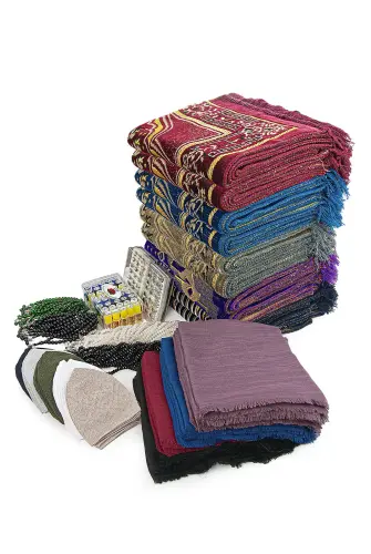 20 Kişilik Hac ve Umre Hediyelik Kadife Seccade Seti – Delüks - 6