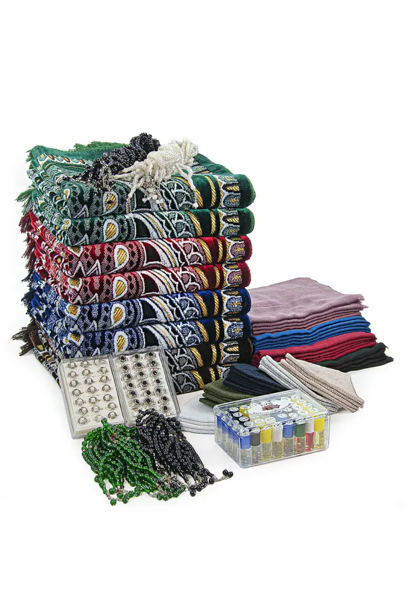 20 Kişilik Hac ve Umre Hediyelik Kadife Seccade Seti – Lüks (EMR) - 1