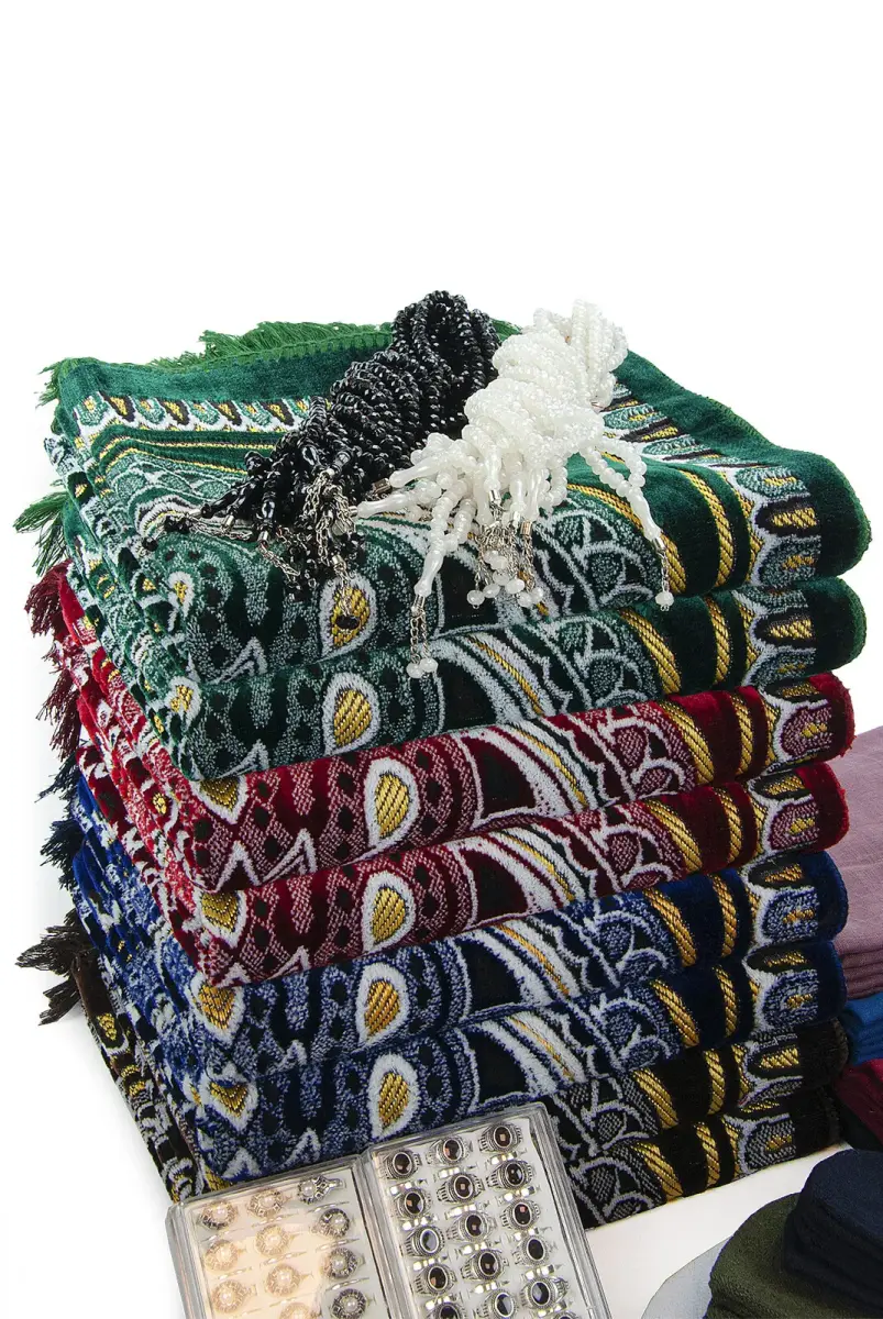 20 Kişilik Hac ve Umre Hediyelik Kadife Seccade Seti – Lüks (EMR) - 4