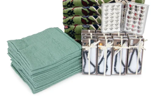 20 Kişilik Hac ve Umre Hediyelik Kadife Seccade Seti – (RVZ) - 4