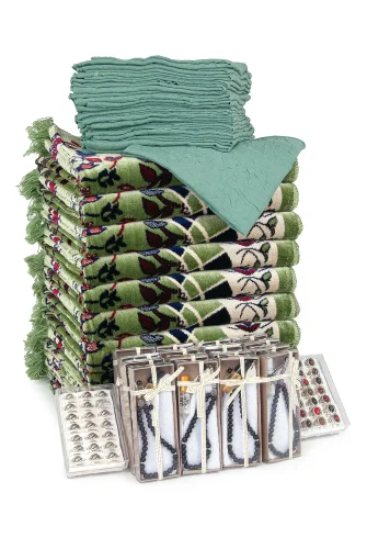 20 Kişilik Hac ve Umre Hediyelik Kadife Seccade Seti – (RVZ) - 6