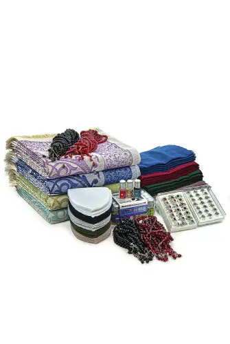 20 Kişilik Hac ve Umre Hediyelik Tafta Seccade Seti – Lüks (EMRS) - ihvanonline (1)