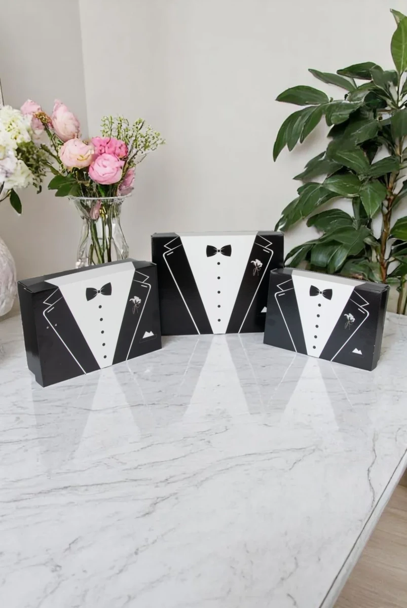 3 Boy Damat Bohçası Kutusu – Söz Nişan Çeyiz Kutu Seti - 1