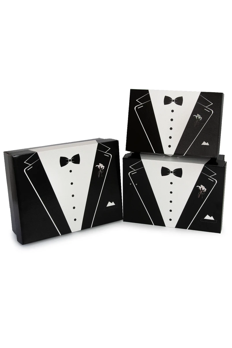 3 Boy Damat Bohçası Kutusu – Söz Nişan Çeyiz Kutu Seti - 9
