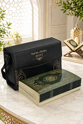 30 Cüz Kuranı Kerim Seti Çantalı Diyanet Vakfı Yayınları - Rahle Boy - Siyah - 1