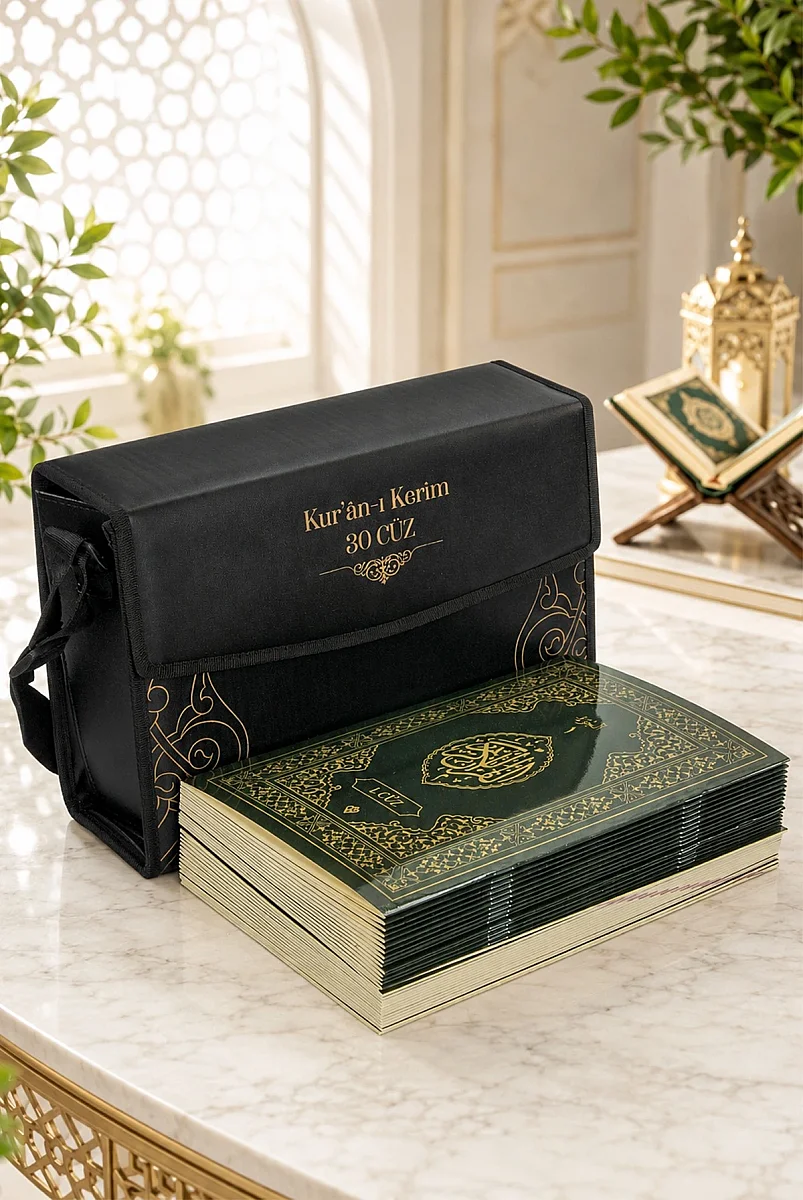30 Cüz Kuranı Kerim Seti Çantalı Diyanet Vakfı Yayınları - Rahle Boy - Siyah - 1
