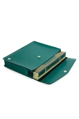 30 Cüz Suni Deri Çantalı Cami Boy Kuranı Kerim - Yeşil - 3