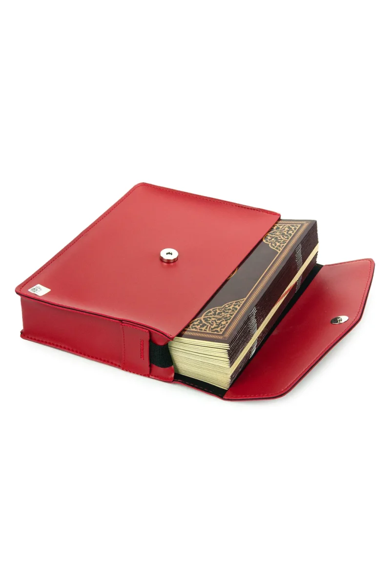 30 Cüz Suni Deri Çantalı Orta Boy Kuranı Kerim - Kırmızı - 3