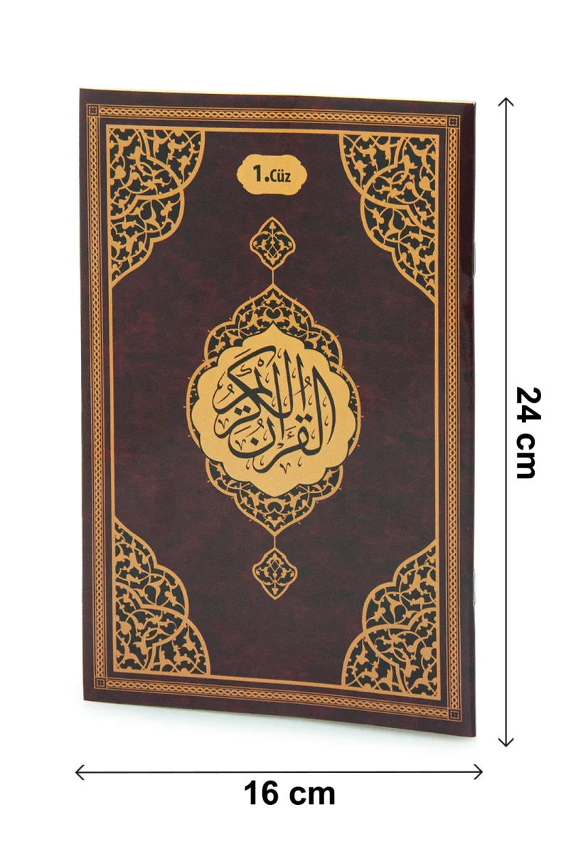 30 Cüz Suni Deri Çantalı Orta Boy Kuranı Kerim - Kırmızı - 6