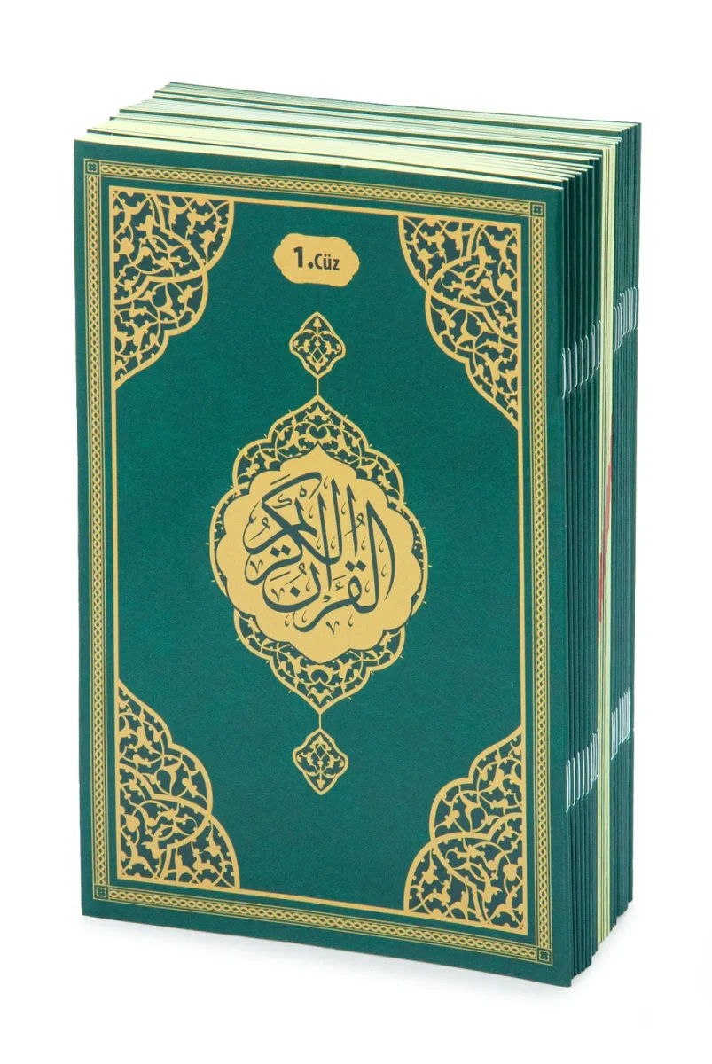 30 Cüz Suni Deri Çantalı Orta Boy Kuranı Kerim - Yeşil - 4