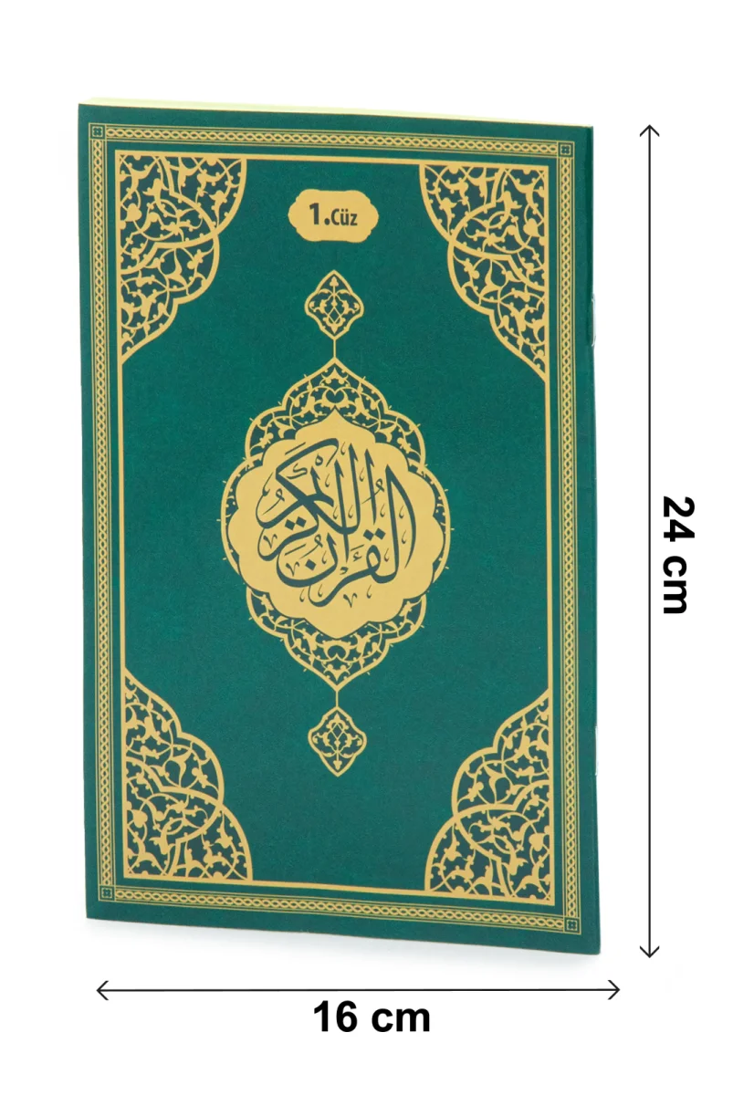 30 Cüz Suni Deri Çantalı Orta Boy Kuranı Kerim - Yeşil - 6