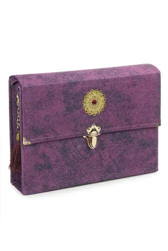 30 Juz Nubuck Coated Medium Size Arabic Quran Fuchsia with Special Carrying Bag - Medrese Yayınları (1)