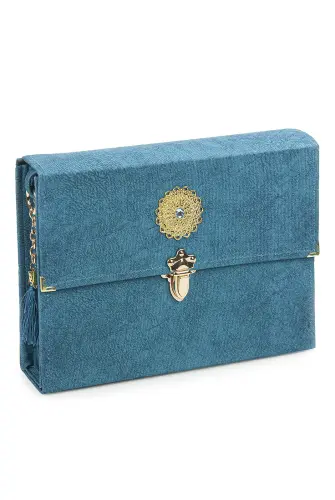 30 Juz Nubuck Coated Medium Size Arabic Quran with Special Carrying Bag Blue - (1)